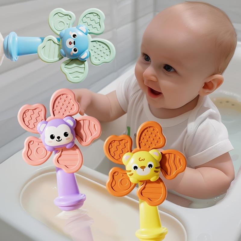 Baby Suction Cup Spinner, ABS sensory toy, portable for travel, helps develop motor and cognitive skills.