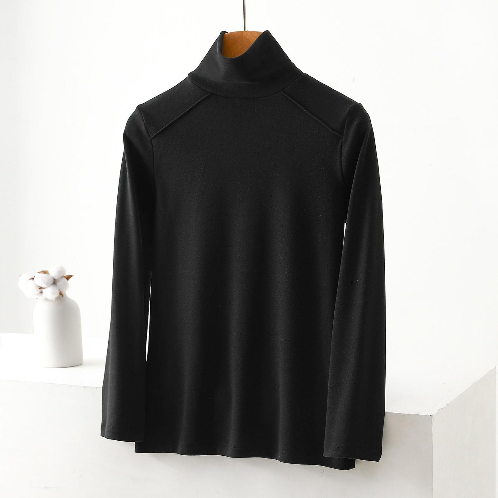 

Women s Fashion Solid Colour Long Sleeve Fleece Thickened Top L