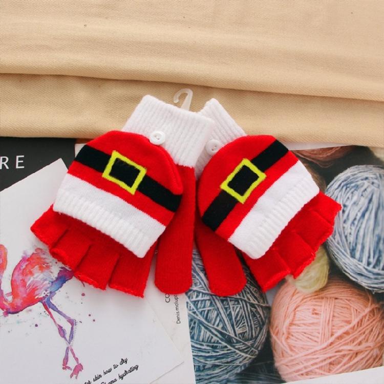 Soft Winter Gloves Warm Mitten Flip Half&Full Finger Christmas Convertible Glove