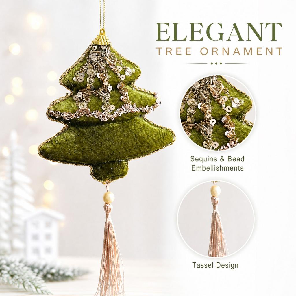 Christmas Foam Glitter, Tree Star and Shaped Hanging Ornaments for Holiday Decorations