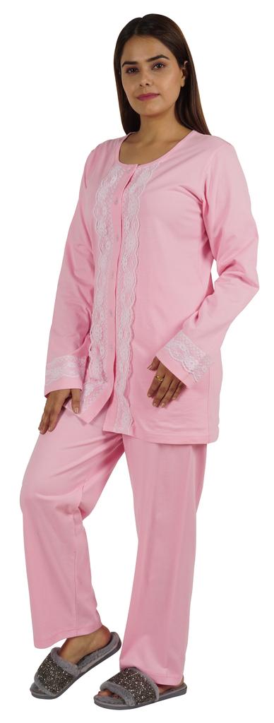 Moomaya Womens Solid 2 Pcs Nightwear Set Sleepwear Top & Pajama PJ NightSets