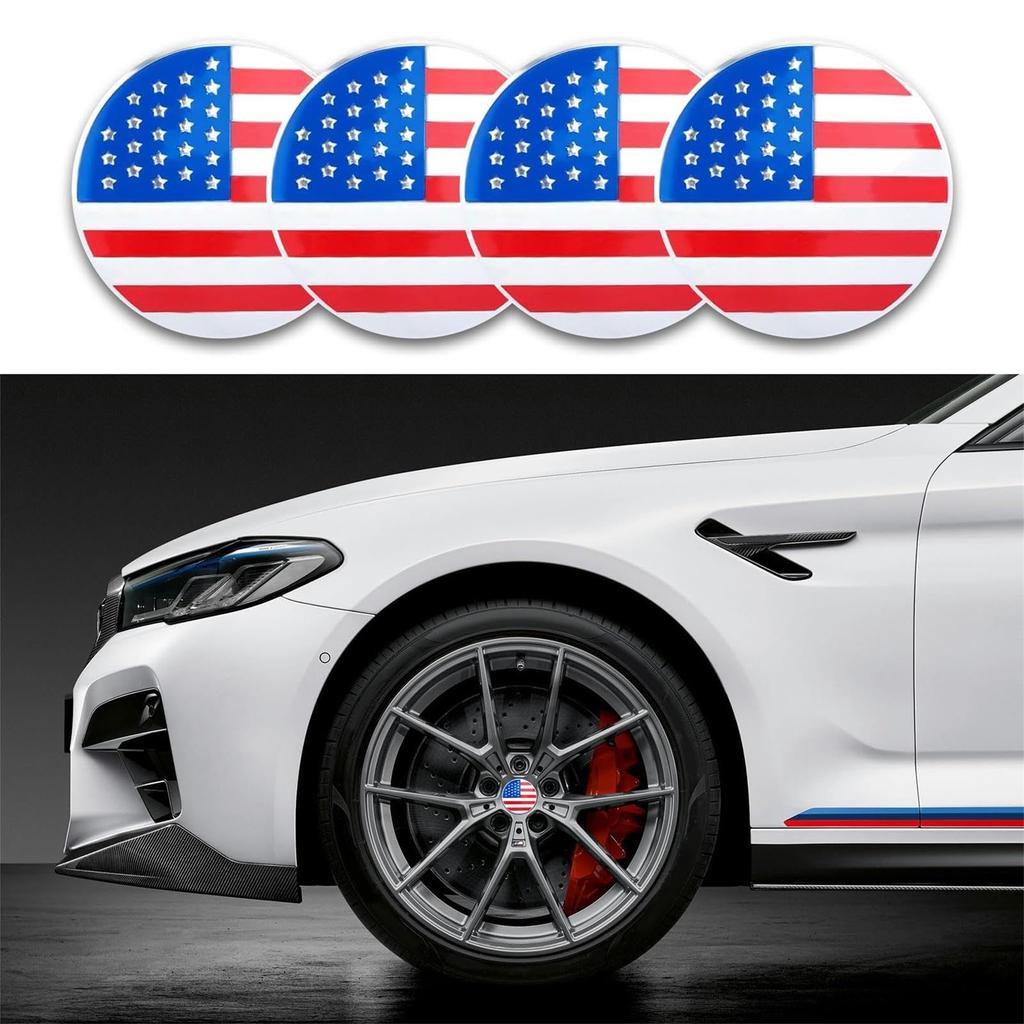 Car Rim Center Cover Decoration, Flag Wheel Center Cover - 4 Pcs Vista Car
