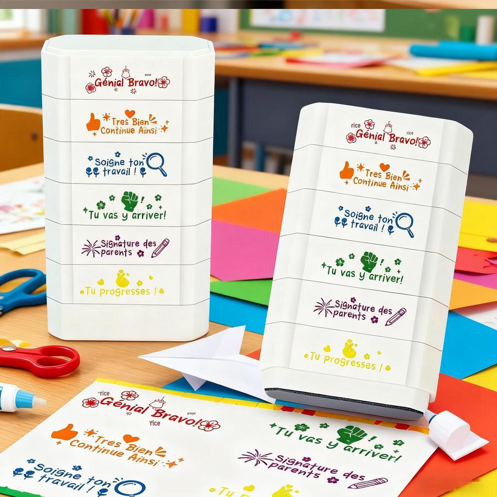 6-in-1 Teacher's Multi-Layer Stamp: Building Blocks, Scoring, Weather, Drinking Water, Encouragement