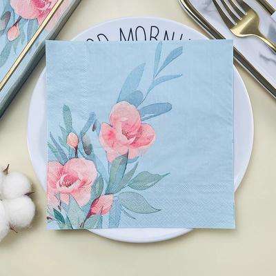 20 Stück/Packung 33 x 33 cm, 2-lagig, Einweg-Partyserviette, Blumenmuster