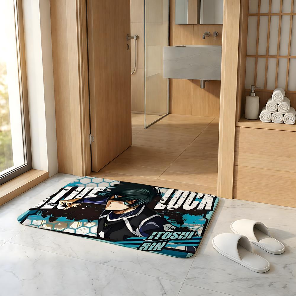 ANIME B-Blue Lock Floor Mat Absorbent Floor Mat Non-Slip Entrance Rug for Bathrooms Restrooms and Toilets