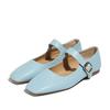 Spring and Autumn New Turmeric Velvet Mary Jane Flat Shoes Comfortable Square Head Buckle One Word Belt Two Wear Women's Shoes