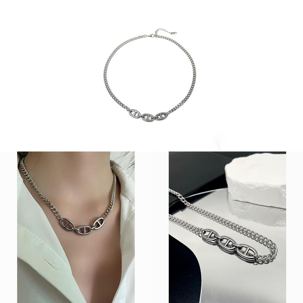 Minimalist Stainless Steel Collar Chain With Geometric Design For Unisex Fashion Accessory