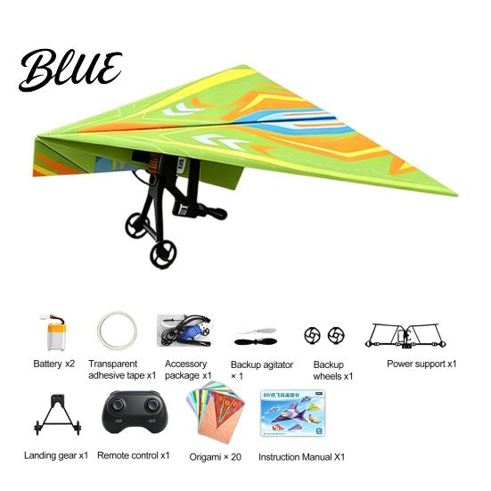 Rechargeable Electric Paper Plane Remote Control Airplane Kit with Gyro Stabilizer Dual Propellers DIY Indoor Outdoor Aircraft Toy RC Set,