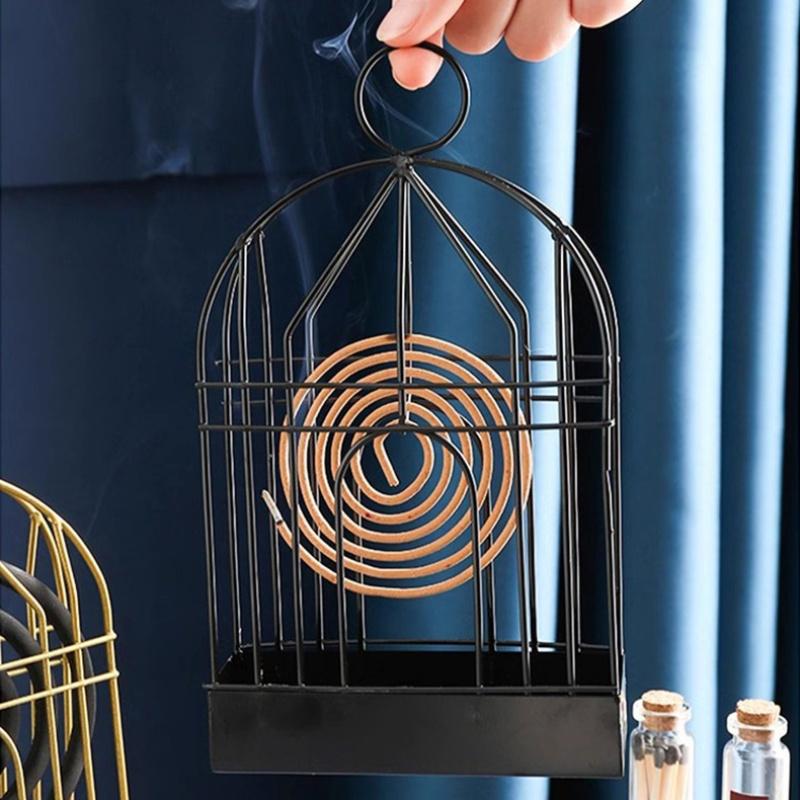 1Pcs Portable Mosquito Coil Holder Vintage Incense Burner Metal Hanging Cage Outdoor Home Garden Decoration Home Camping Supplys