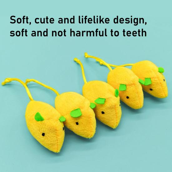 5Pcs Lemon Mouse Cat Toys Catnip Filled Cute Mouse Plush Cat Chew Toy Kitten