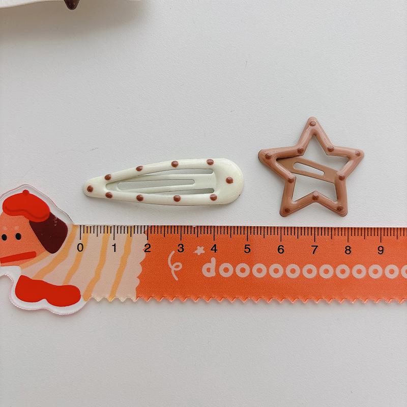 5Pcs Milk Coffee Color Polka Dot Children's Hairpins BB Clip Baby Girls Bangs Hairpin Hair Clips Kids Headwear Hair Accessories