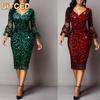 Fashion Summer Spring Solid Color Print 3/4 Sleeves V-Neck Casual Dresses