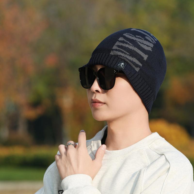 Winter Herren Kaschmir Mütze Warme Wollmütze Buchstaben Outdoor Strickmütze