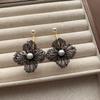 Handmade Inspiration Series Elegant Long Needle Pearl Flower Stud Earrings Pendant Temperament French Niche Earrings Fairy Earrings