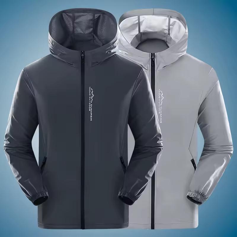 Summer Outdoor Reflective Coats Quick Dry Sun-Protective Thin Jacket Men Hiking Fishing Cycling Hooded Gym Sport Windbreaker