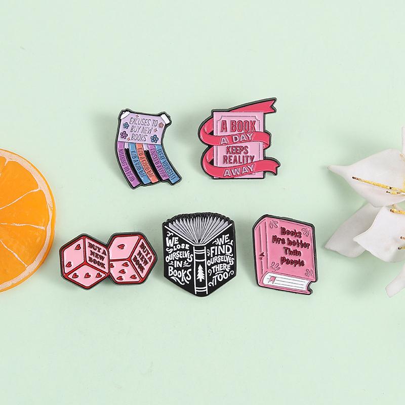 Book Are Better Than People Enamel Pins Reading Quote Excuses to Buy New Books Brooches Lapel Badge Jewelry Gifts for Friends