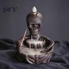 Traditional Craft Incense Burner Skeleton Burner, Backflow Waterfall Cone Holder, Gothic Skull Spooky Halloween Decor Stick Holder for Home