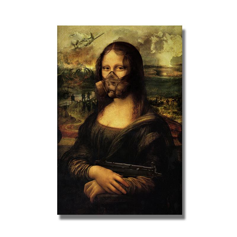 Da Vinci Famous Art Canvas Painting Funny Mona Lisa Posters and Prints Wall Art Picture for Living Room Home Decoration Cuadros