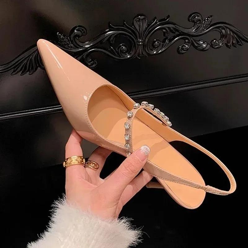Fashion Crystal Women High Heels Shoes Pointed Toe Elegant Sandals Singback Pumps 2025 Trend Spring New Slides Dress Party