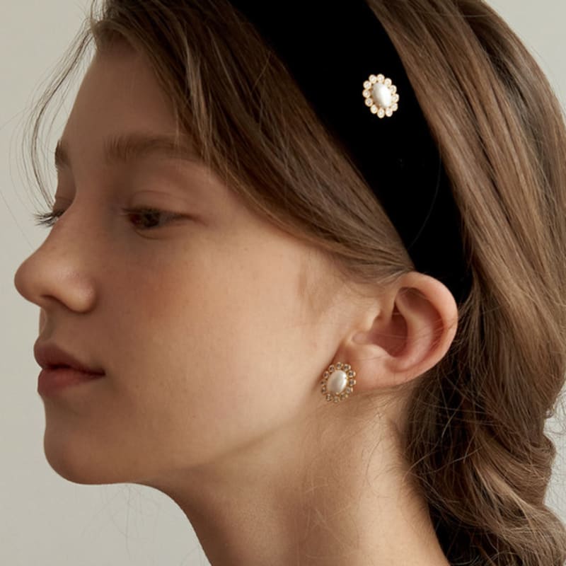 

ТАТЬЯНА Селия Жемчужный Бархатный Ободок для Волос_HB0103 Red cherry