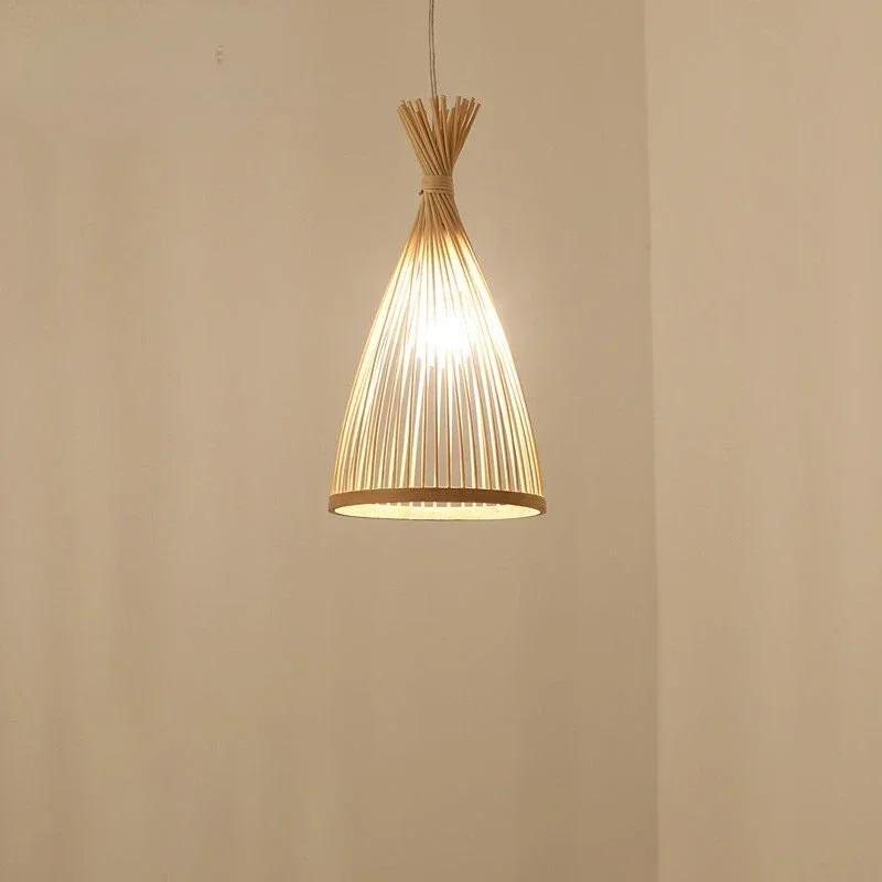 

Антикварный фонарь, украшение, китайская люстра из бамбука в стиле дзен, подвесной светильник из бамбука для чайной комнаты, столовой, светильник в деревенском стиле для B&B 20CM No Bulb