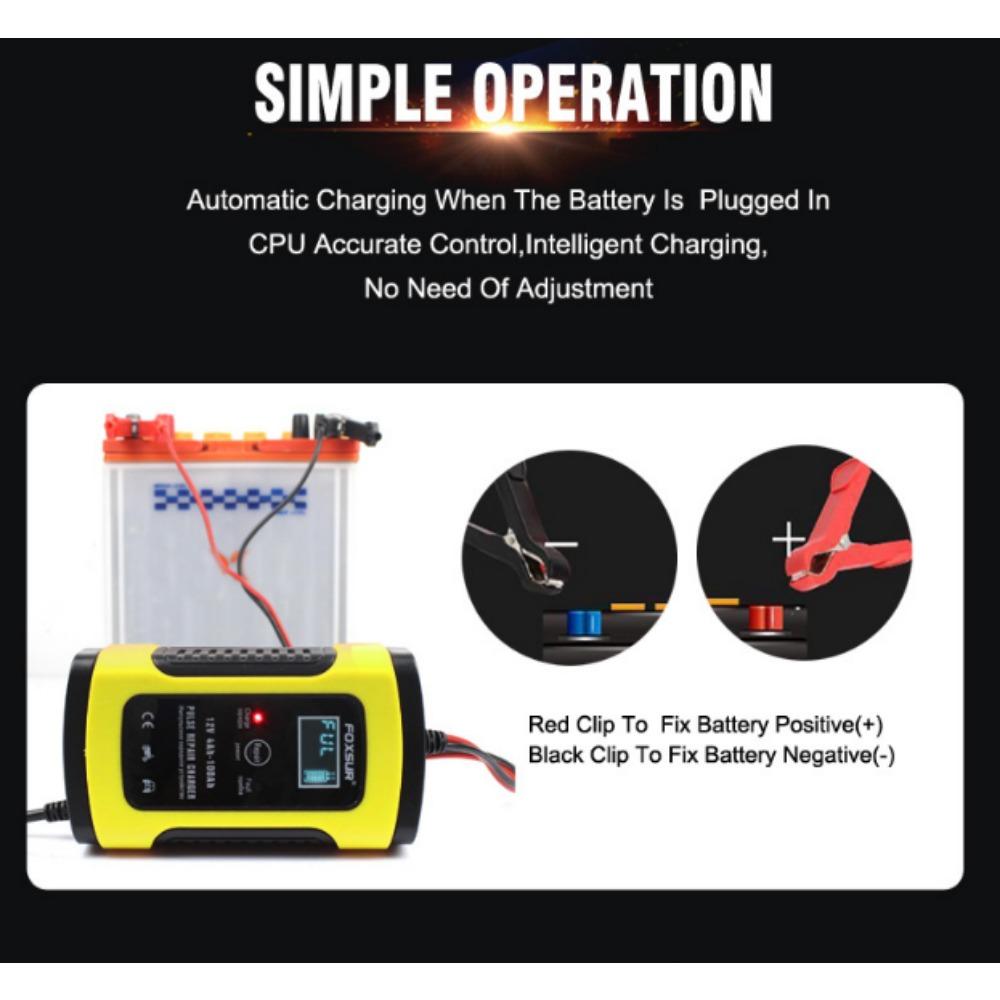 12v 5a Motorcycle Car Pulse Repair Battery Charger With Lcd Display Battery Fully Intelligent Universal Repairable Lead Acid Charger
