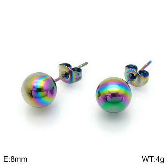European & American Titanium Steel Round Bead Women's Stud Earrings - Simple Street Style Accessories