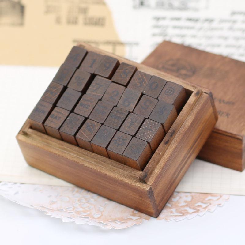 

Retro Woodiness Alphabet Seal Digital Weather Seal 28 Pcs/set Diary Stamps Journaling Scrapbooking Write Letters Leave Message