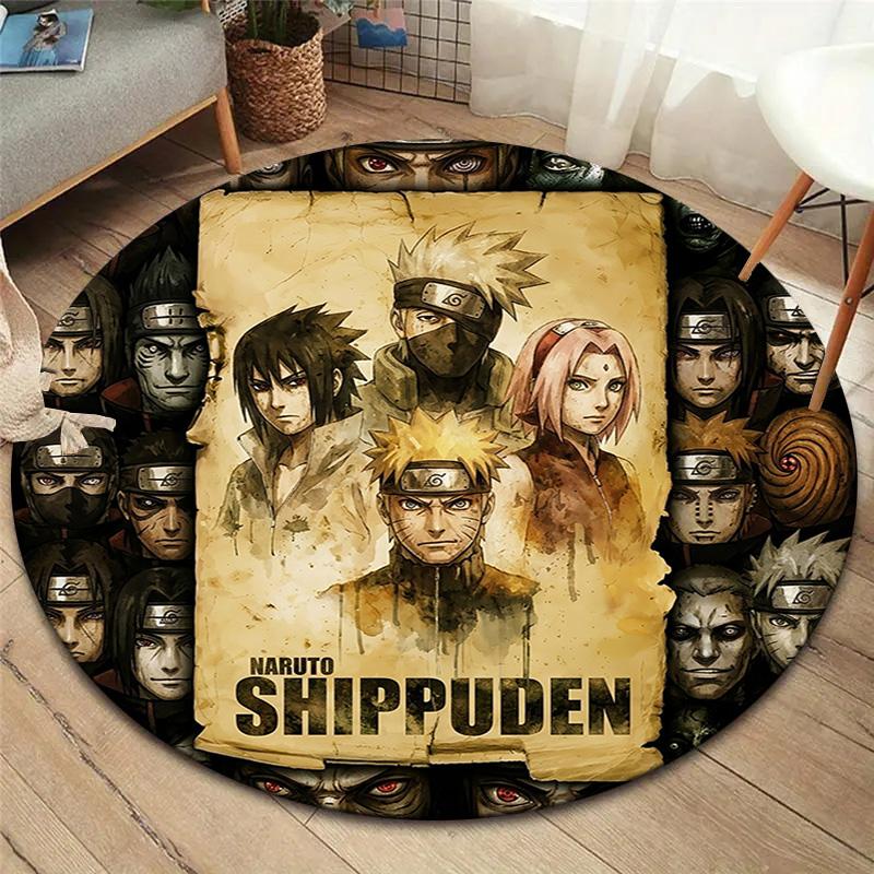 Naruto Shinobi Legacy Round Area Rug Carpet Rug For Living Room Bedroom Sofa Playroom Decor Nonslip Floor Mat