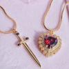 Snow White and The Huntsman Couple Heart and Sword Pendant Necklace for Women Romantic Wedding Valentine's Day Jewelry Gifts