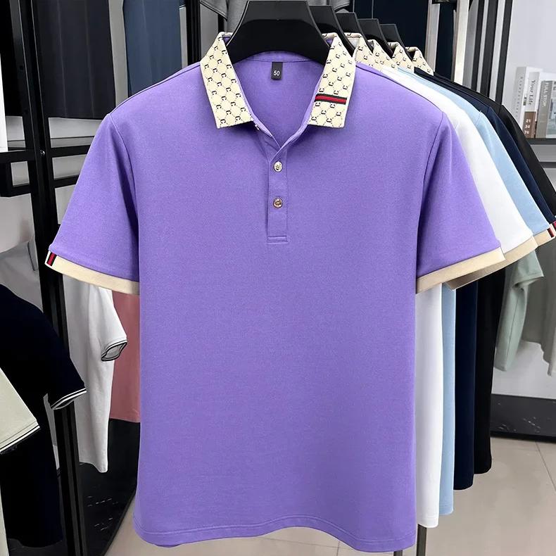 STORN High Quality Men's Short Sleeve Polo Shirt Light Luxury Business Style Comfort Casual Patchwork Neckline Fashion T-shirt
