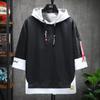 Trendy Hong Kong-Style Hooded Two-Piece Sweatshirt: Youth Loose-Fit 3/4 Sleeve Summer Top