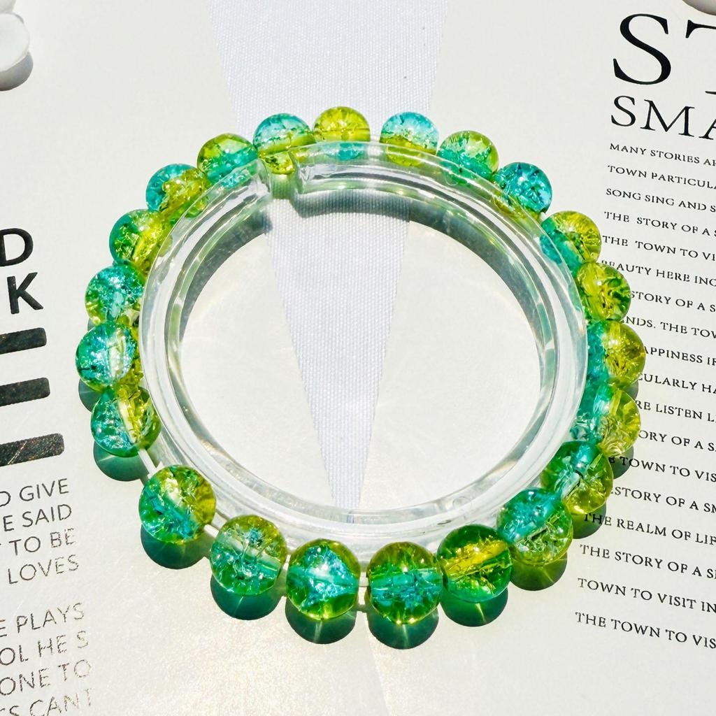8mm Crackle Glass Beads Two-Color Wrap Bracelet for Students