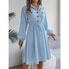HNXC Autumn and Winter Casual Button-tied, Waist-cinching Long-sleeved Shirt Dress for Women