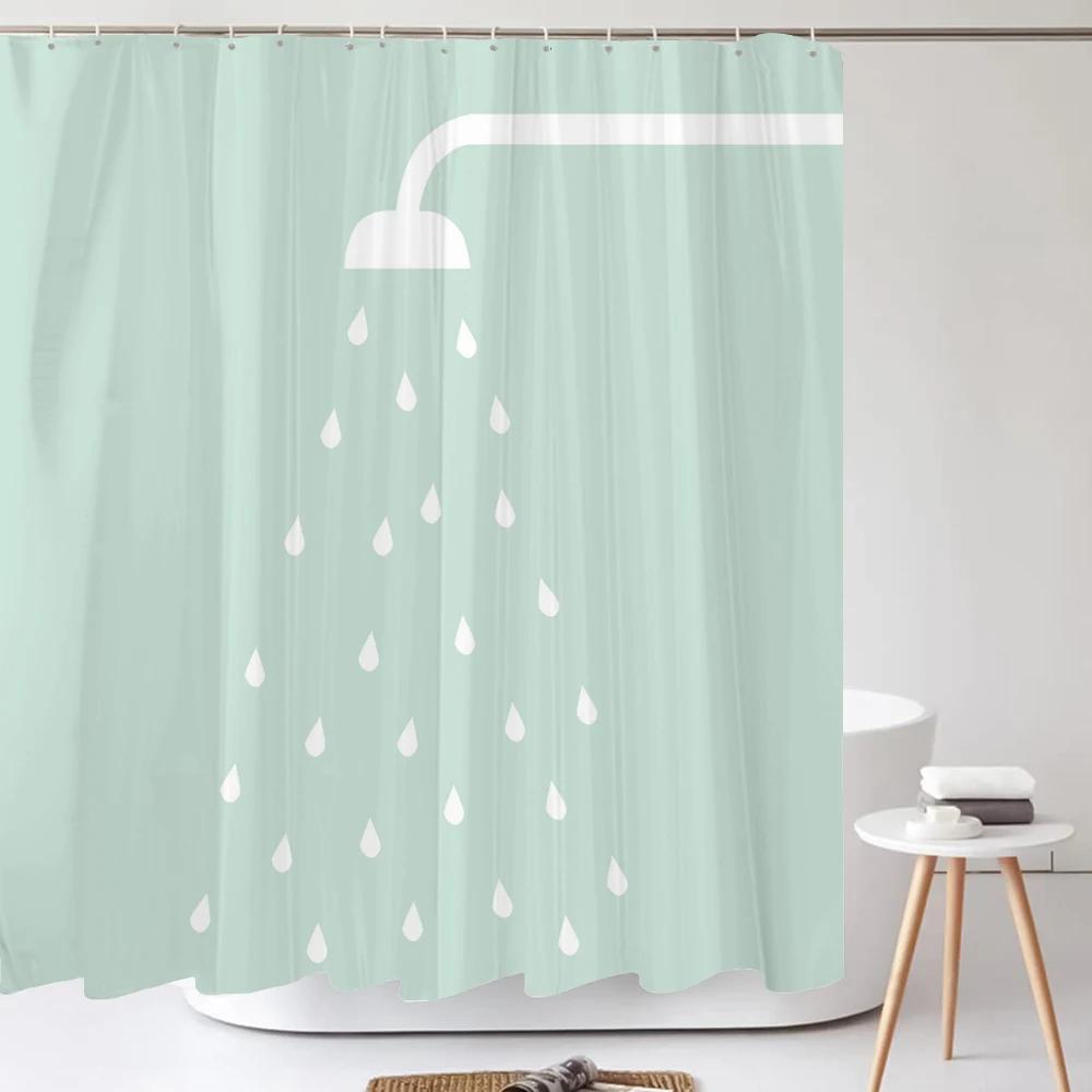Bathroom Nordic Wind Geometry Shower Curtain Shower Head Abstract Minimalist Art Polyester Fabric Shower Curtain with Hooks