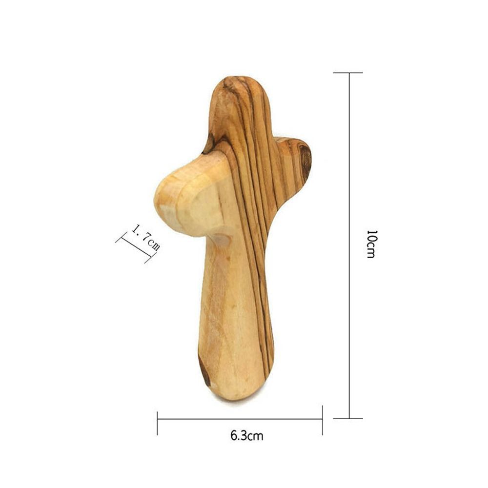 Olive Wood Holding Wooden Cross Natural Color Wooden Decoration Comfort Wooden Cross Down  Church