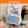 Girl Backpack With Grid Print And Bow Decoration For School And Casual Days