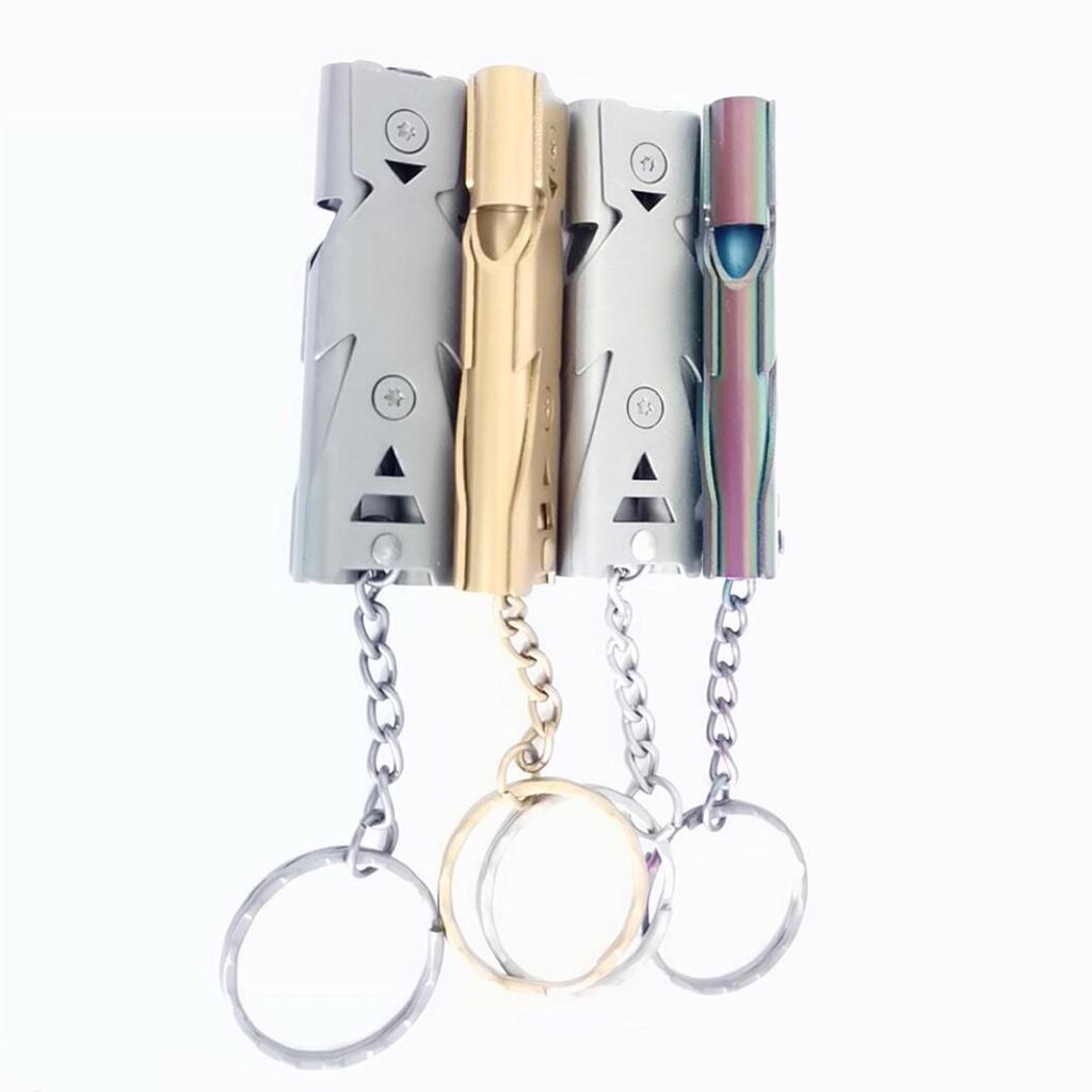 Aluminum Dual-Frequency Survival Whistle - Loud Sound, Double Tube for Outdoor Use