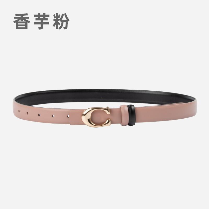 Womens Genuine Leather Belt With C-Shaped Buckle Adjustable Waistband Jeans Casual Fashion Accessory In Multiple Colors