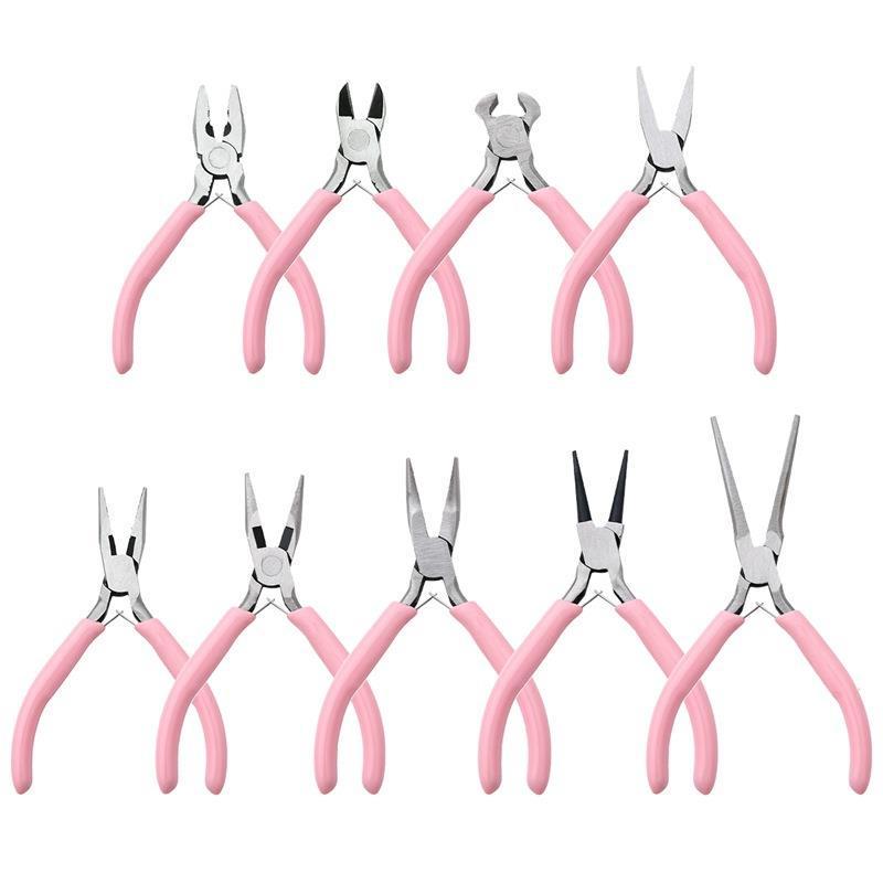 "Handmade Pink Needle-Nose Pliers: Multi-Function Jewelry Tool for Beading and Winding"
