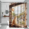 Japanese Black Cat Bathing Moon Lucky Cat Funny And Creative Beach Shower Curtain Waterproof Polyester Bath Curtains Bathroom