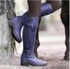 New Plus Size High Tube Long Flat Bottomed Round Toe Women's Leather Boots