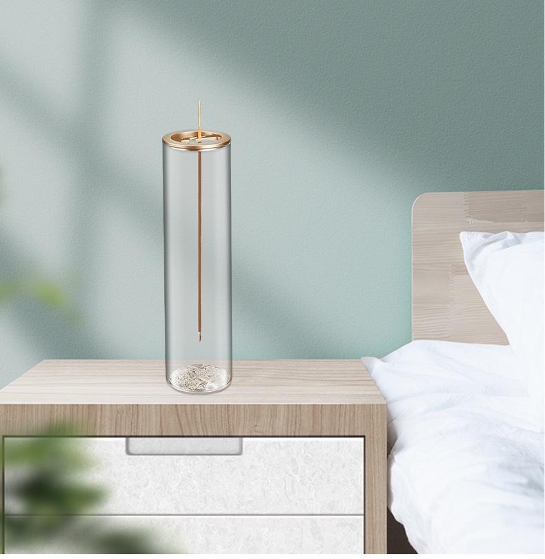 Upside Down Metal Incense Holder with Glass Container | Anti-Ash Aromatherapy Burner | Home & Club Decor
