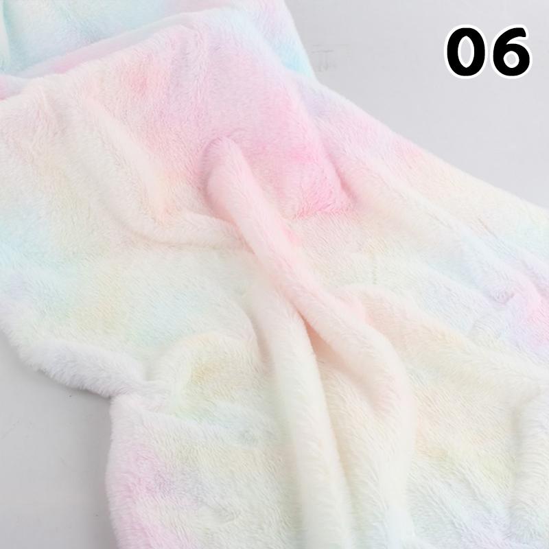 50x160cm Tie Dye Faux Rabbit Plush Fur Fabric Gradient Smooth Soft Rainbow Cloth For Diy Sewing Garments Dolls Clothes Hat Scarf
