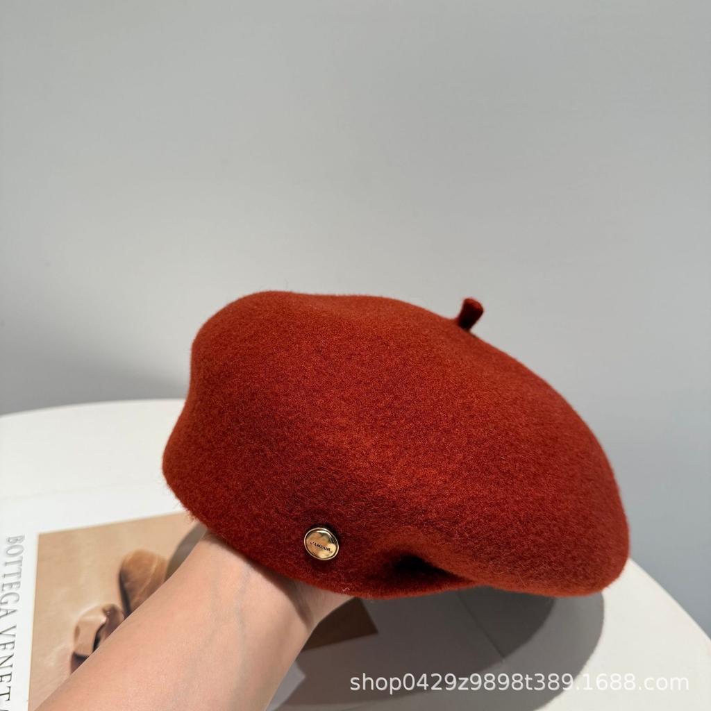 Beret autumn and winter hat women's foreign style fashionable literary and retro big head circumference versatile face small painter hat
