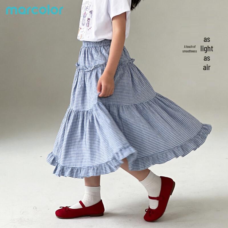 Makale Girls Plaid Tiered Skirt 140