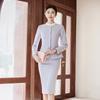 Teluoman Women's Chic Professional Round Neck Suit Skirt Set