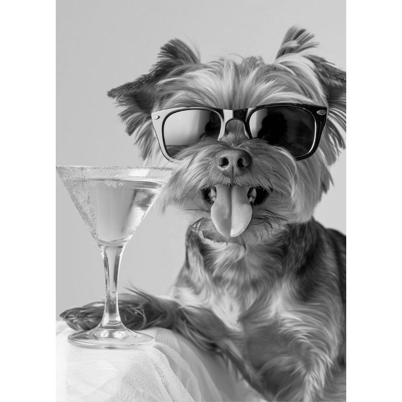 Funny Animal Collies Drinking Champagne Minimalist Animal Portraits Poster Canvas Paintings Wall Art Pictures Home Decor