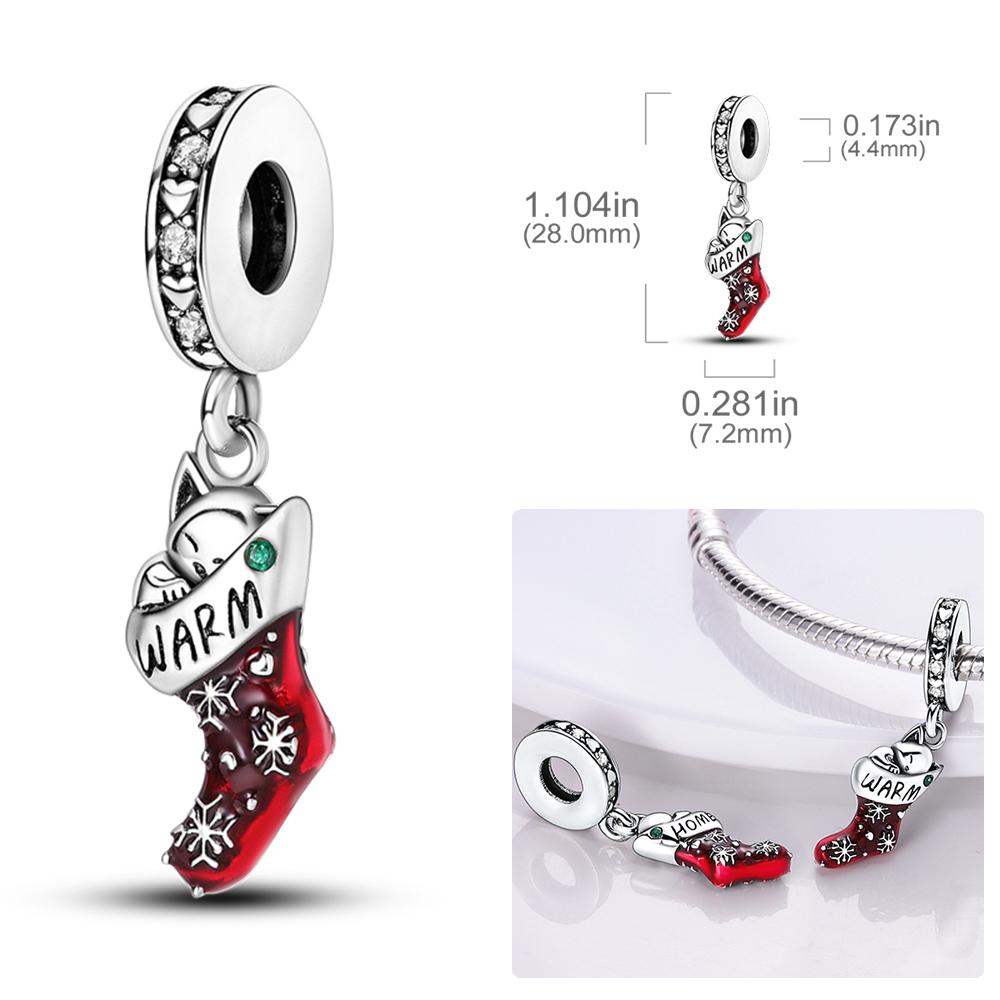 

Медные Рождественские Шармы Подходят для Оригинального Браслета-Браслета Женский Подвеска Дерево Санта Клаус Снежинки Подвески Для Рождественского Подарка