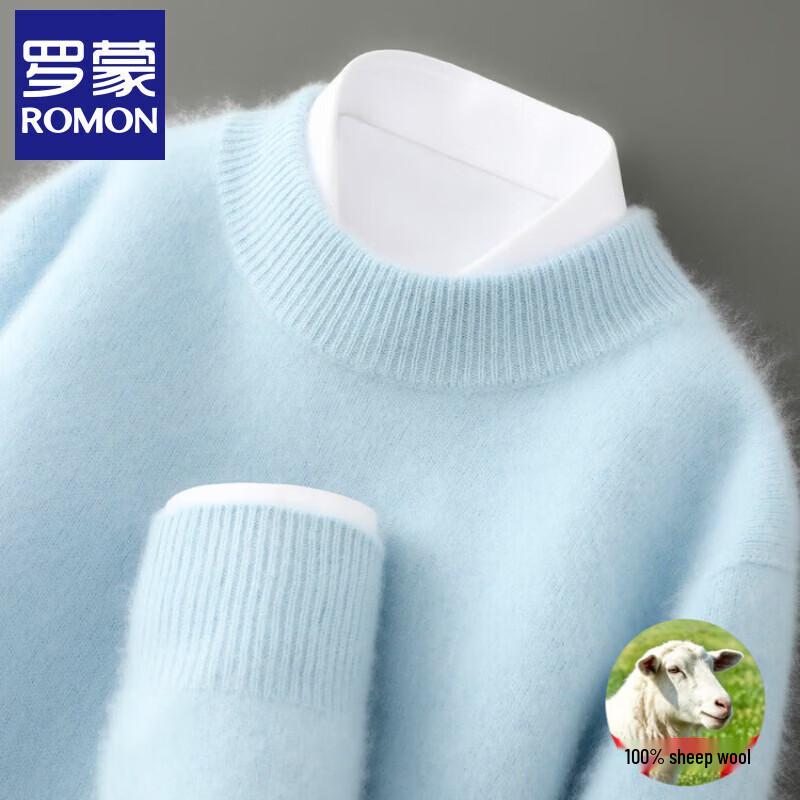 ROMON Men's Pure Wool Half-High Neck Sweater